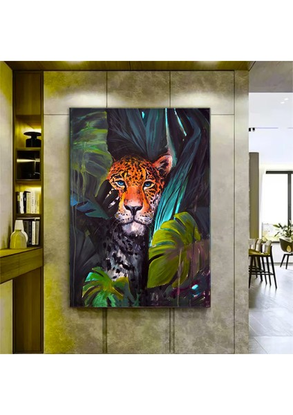 Kara Panter Posteri, Siyah ve Altın Renkli Soyut Panter Kanvası, Büyük Dijital Baskı modelleri