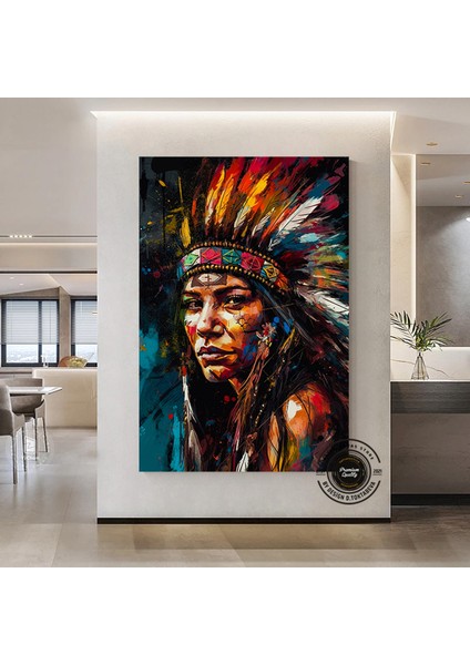 Büyük Boy Afrikalı Kadın Portresi, Soyut Renkli Kadın Kanvası