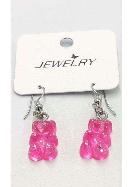 Pembe Renkli Ayıcık Küpe