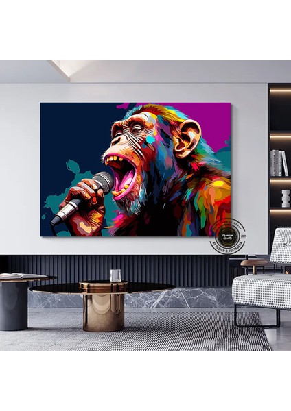 Soyut Graffiti Maymun – Komik Gorilla Duvar Sanatı; Renkli Şempanze Kanvas Dekor