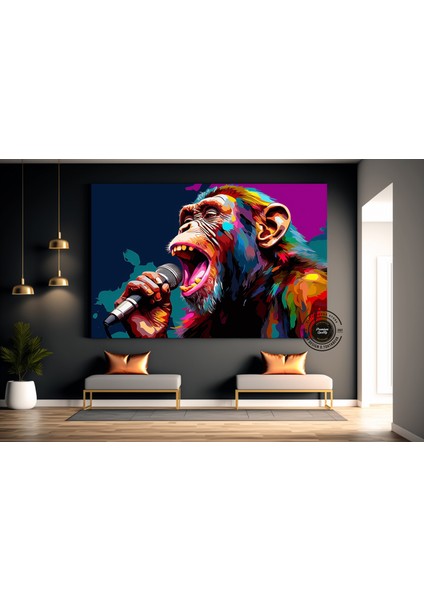Soyut Graffiti Maymun – Komik Gorilla Duvar Sanatı; Renkli Şempanze Kanvas Dekor fiyatları