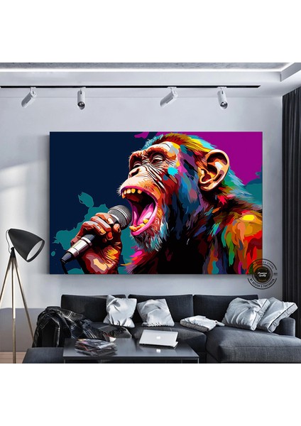 Soyut Graffiti Maymun – Komik Gorilla Duvar Sanatı; Renkli Şempanze Kanvas Dekor fırsatları