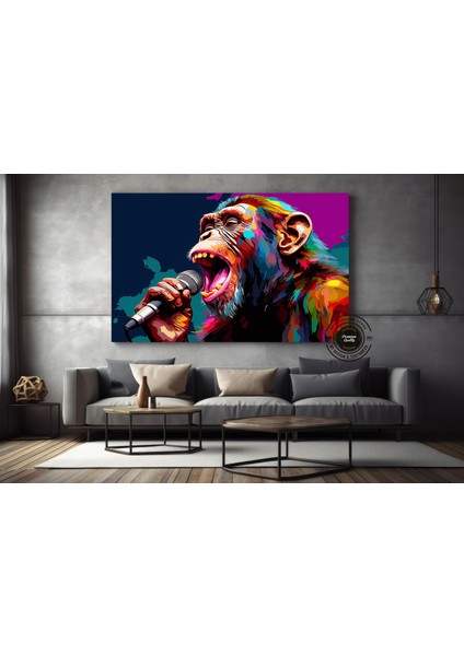 Soyut Graffiti Maymun – Komik Gorilla Duvar Sanatı; Renkli Şempanze Kanvas Dekor indirimleri