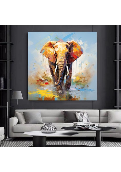 Kaktüs Temalı Çok Renkli Kanvas, Çöl ve Minimalist Tarzda Duvar Sanatı