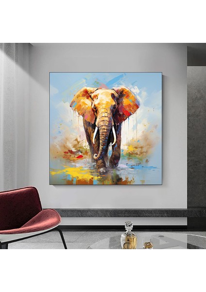 Kaktüs Temalı Çok Renkli Kanvas, Çöl ve Minimalist Tarzda Duvar Sanatı