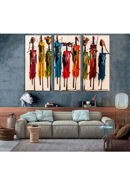 Renkli Afrikalı Kadın Kanvası, Afro-Amerikan Sanat, Modern Sanat Baskısı, Moda Dekoru