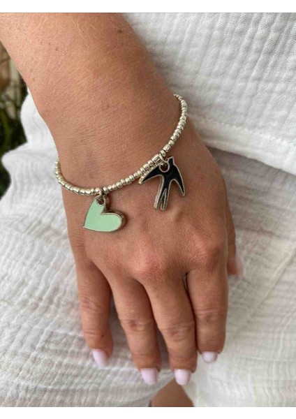Kalp Kırlangıç Charm Bileklik