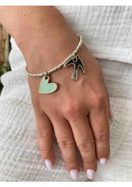 Kalp Kırlangıç Charm Bileklik modelleri