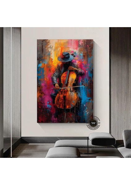 Renkli Panda Kanvas Posteri, Soyut Dekoratif Panda Tablosu