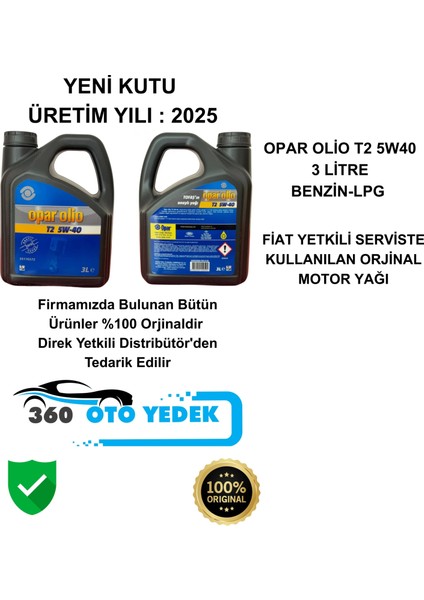 Olio T2 5W40 3 Litre Motor Yağı Üretim Yılı 2025 55176572 modelleri