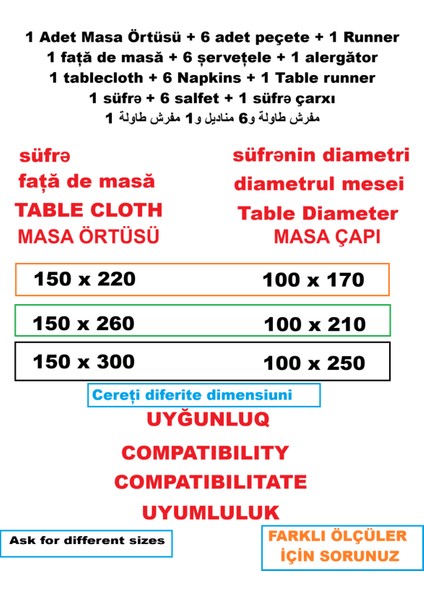 Piko Işleme Detaylı Simli Beyaz Dertsiz Masa Örtüsü 8 Parça