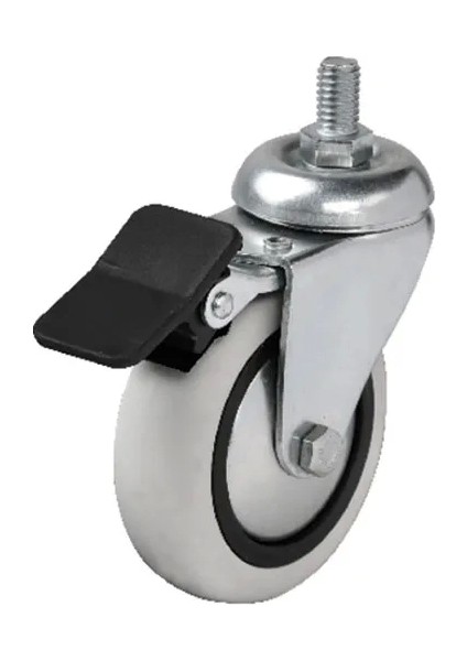 354 - 75X25 mm Pvc Makaralı Vidalı Frenli Teker 4 Adet