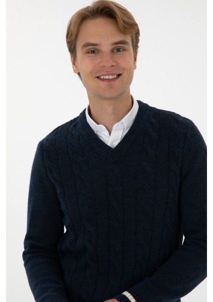 Erkek Lacivert Kazak /triko 50308337-VR033 fiyatları