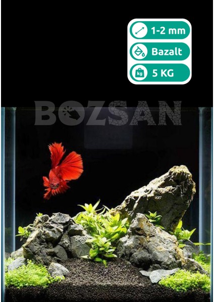 5 kg 1-2mm Hagen Siyah Bazalt Bitki Kumu Akvaryum Kumu 5 kg Dolomit Bazalt Kumu