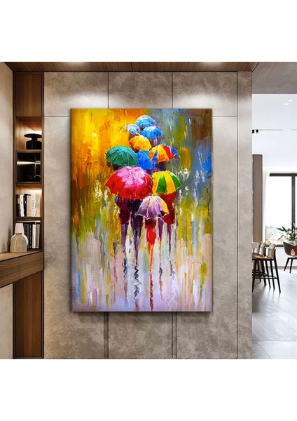 Renkli Panda Kanvas Posteri, Soyut Dekoratif Panda Tablosu