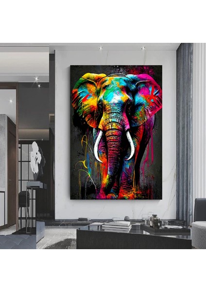 Renkli Boğa Tablosu – Soyut Yaban Hayatı Sanatı. Boğa Duvar Sanatı, Renkli Boğa Kanvas Baskısı