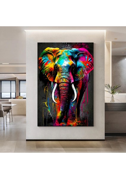 Renkli Boğa Tablosu – Soyut Yaban Hayatı Sanatı. Boğa Duvar Sanatı, Renkli Boğa Kanvas Baskısı fırsatları