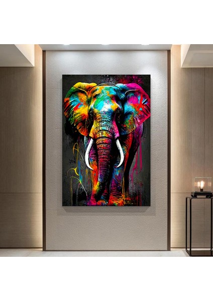 Renkli Boğa Tablosu – Soyut Yaban Hayatı Sanatı. Boğa Duvar Sanatı, Renkli Boğa Kanvas Baskısı