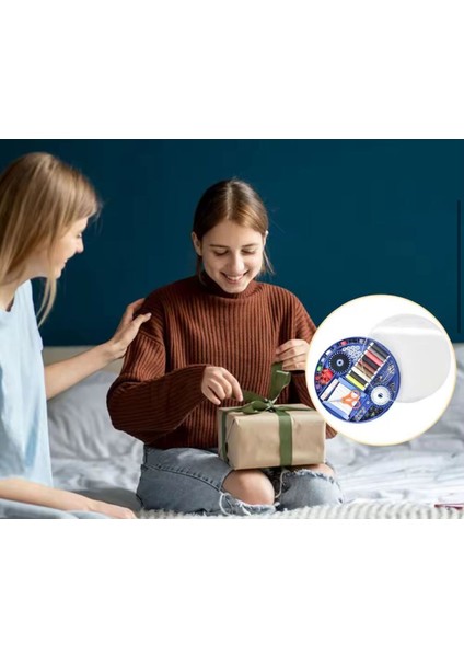 Yuvarlak Kutulu Dikiş Seti, El Işi Malzemeleri, Ip, Iğne, Çıtçıt, Mezura, Lastik fırsatları