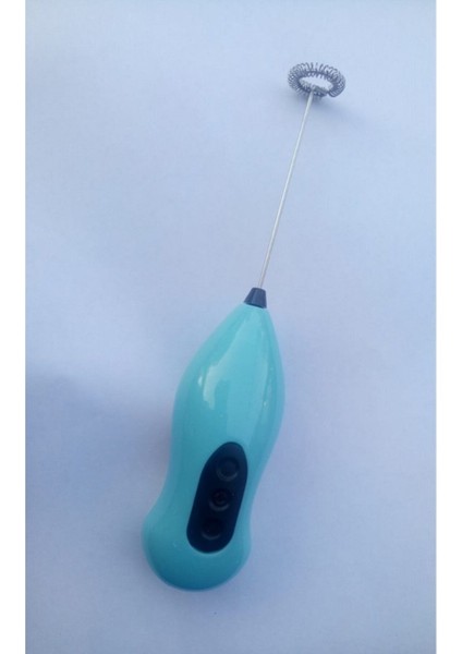 Mavi Mini Pilli Mikser, Kahve, Süt, Krema ve Bebek Maması Için Kullanışlıdır.