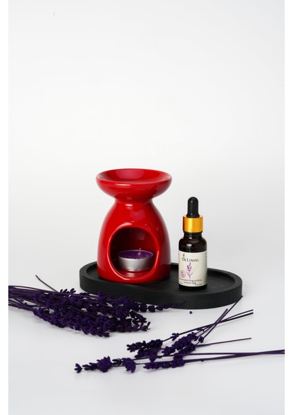 La Loven Meditasyon İkilisi | Lavanta Yağı 20 ml ve Kırmızı Buhurdanlık + 1 Adet Tealight Mum | Doğal fiyatları