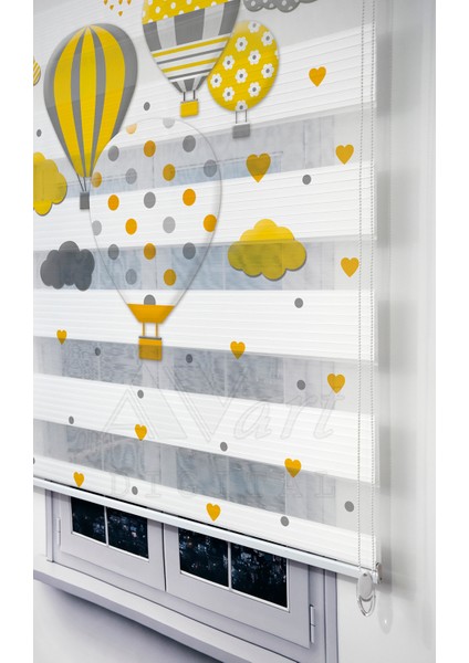 Uçan Balon Baskılı Perde - Çocuk Odası Perdesi - Hot Air Balloon - Dijital Baskılı Zebra Stor Perde fiyatları