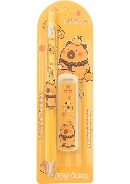 Capybara Kawaii Uçlu Kalem Seti | 0.7mm Uçlu Kalem + Yedek Uç | Sevimli Okul Kırtasiye Hediye