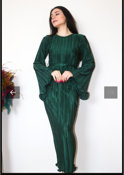 Pliseli ,spanyol Kol Tesettür Elbise Gece Abiye Mezuniyet fırsatları