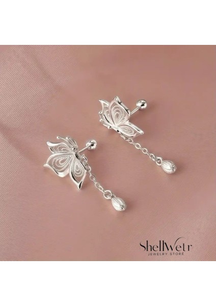Silverbella Kelebekli Gümüş Kaplama Küpe Sevgililer Günü ,annenize Verilecek En Güzel Hediye modelleri