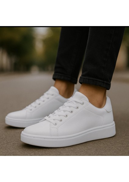 Erkek Beyaz Tabanlı Bağcıklı Spor Sneaker Ayakkabı fiyatları