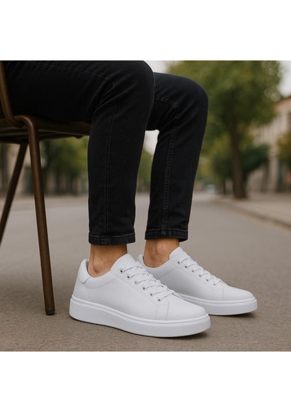 Erkek Beyaz Tabanlı Bağcıklı Spor Sneaker Ayakkabı modelleri