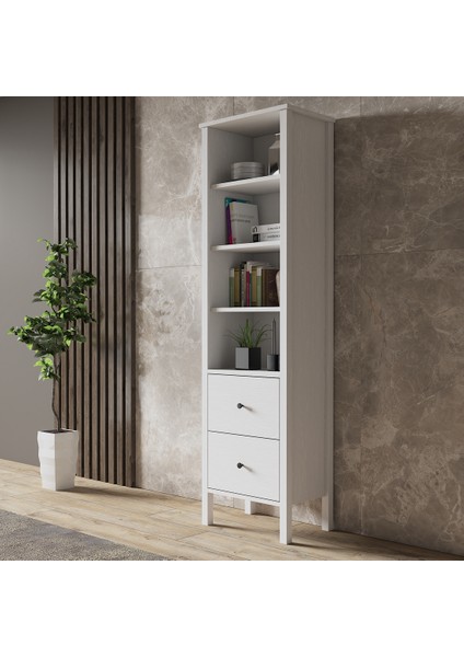 Hunerika Navera 2 Çekmeceli Kitaplık-Wood Beyaz-Minifiks Bağlantılı