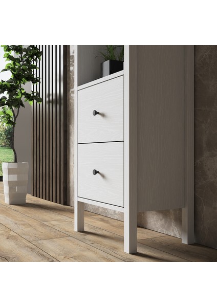 Hunerika Navera 2 Çekmeceli Kitaplık-Wood Beyaz-Minifiks Bağlantılı modelleri