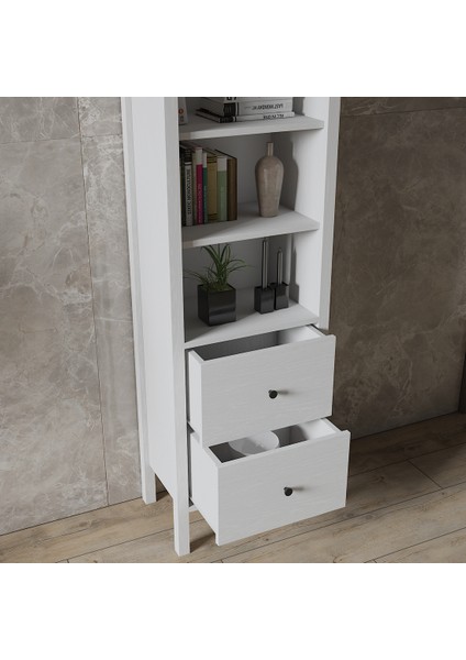 Hunerika Navera 2 Çekmeceli Kitaplık-Wood Beyaz-Minifiks Bağlantılı fırsatları