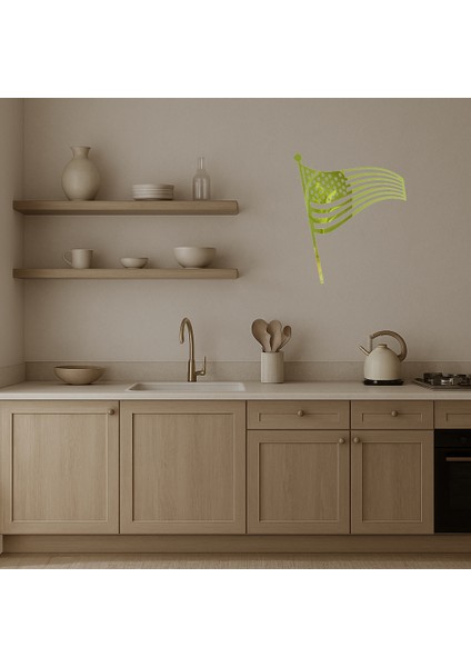 Amerikan Bayrağı Tasarımlı Dekoratif Altın Aynalı Tablo - TNC3577-2939 modelleri