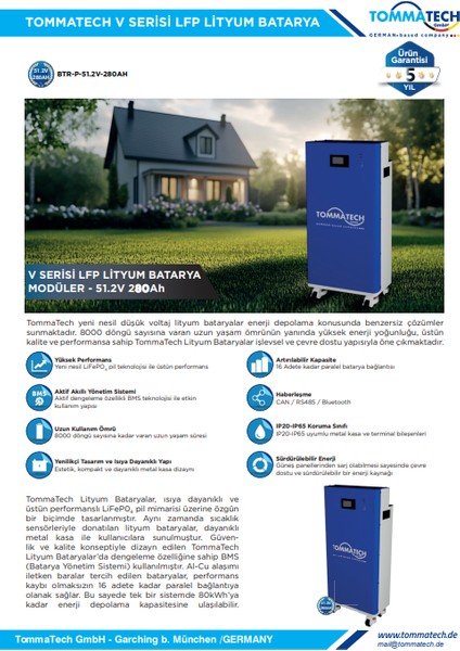 Modüler V Serisi 51.2V 280AH Lfp Lityum Batarya fırsatları