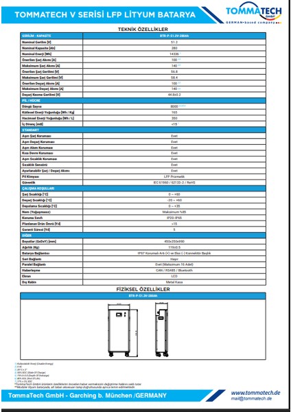Modüler V Serisi 51.2V 280AH Lfp Lityum Batarya indirimleri