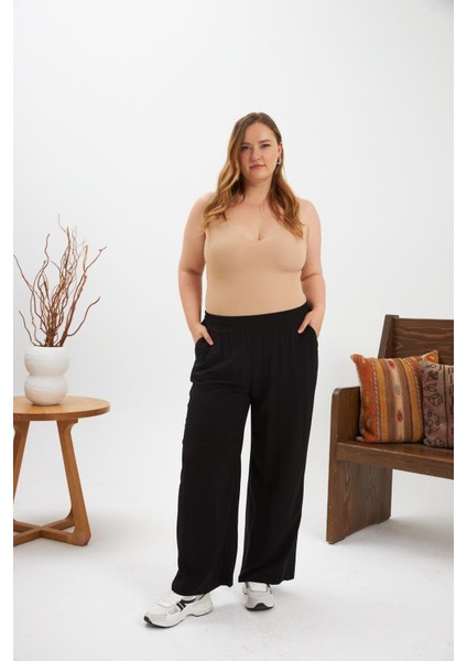 Kadın Büyük Beden Relax Fit Viskon Siyah Pantolon – Hafif, Rahat ve Günlük Şıklık indirimleri