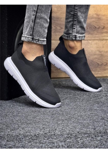 Unisex Ortopedik Bağcıksız Triko Spor Ayakkabı-Siyah-Beyaz modelleri