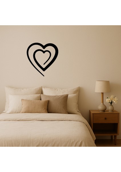 Romantik Çift Kalp Dekoratif Tablo - TNC4339-6818