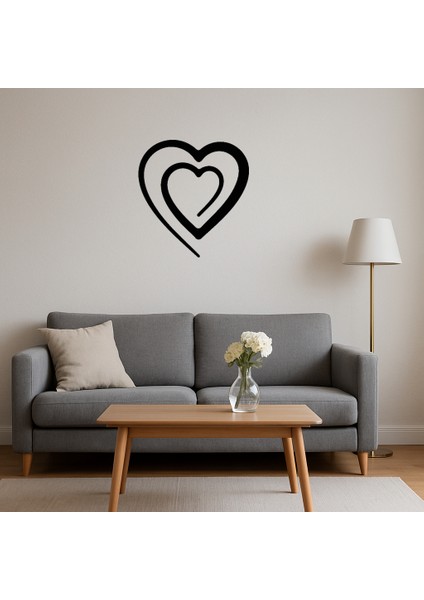 Romantik Çift Kalp Dekoratif Tablo - TNC4339-6818 fırsatları