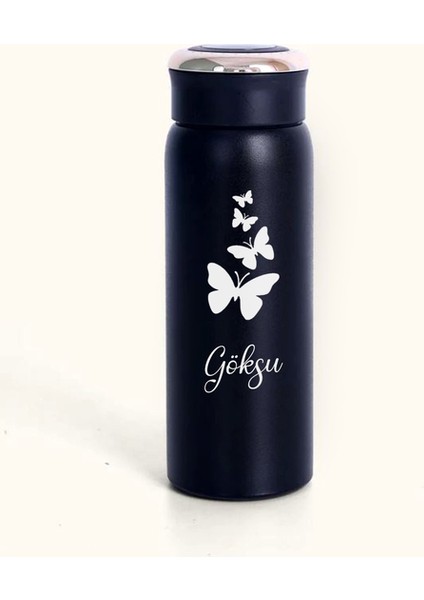 Kişiye Özel Dijital Göstergeli 500 ml Akıllı Kelebek Baskılı Termos - Sıcak Soğuk Içecek Şişesi fiyatları