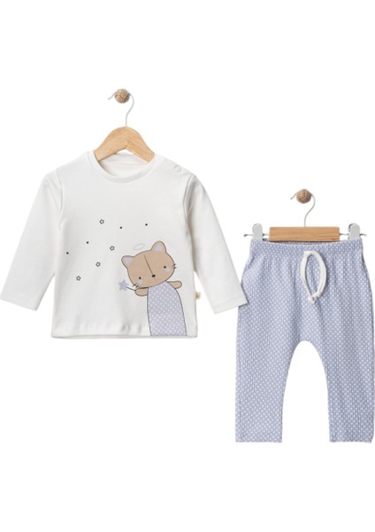 Fitilli Kedi Baskılı Bebek Takım