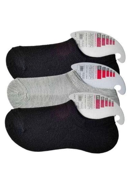 Siyah ve Gri Kadın Görünmez Çorap 3 Çift