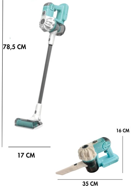 Pilli Sesli Model Çekme Özellikli Dikey Süpürge 75 Cm-Vakumlu Süpürge 3 In1 Oyuncak