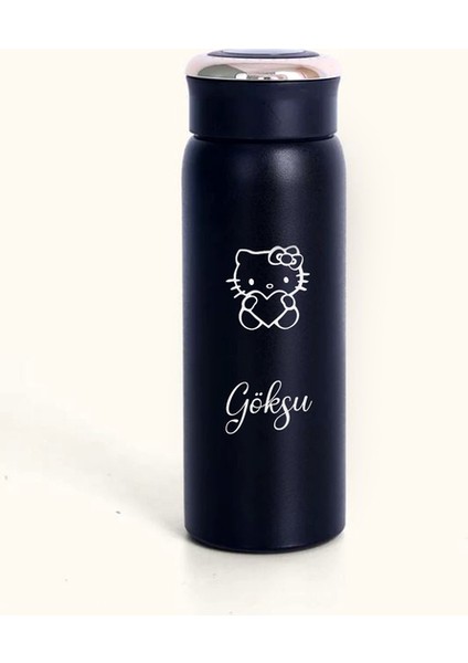 Kişiye Özel Dijital Göstergeli 500 ml Akıllı Hello Kitty Baskılı Termos - Sıcak Soğuk Içecek Şişesi