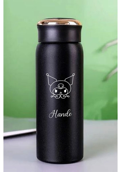 Kişiye Özel Dijital Göstergeli 500 ml Akıllı Kuromi Baskılı Termos - Sıcak Soğuk Içecek Şişesi