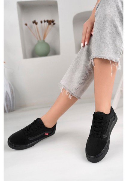 Bağcıklı Unisex Spor Ayakkabı-Siyah-Kömür fiyatları