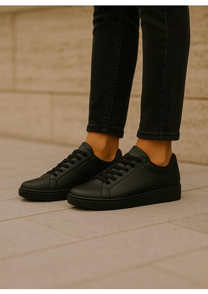 Erkek Siyah Tabanlı Bağcıklı Sneaker Spor Ayakkabı