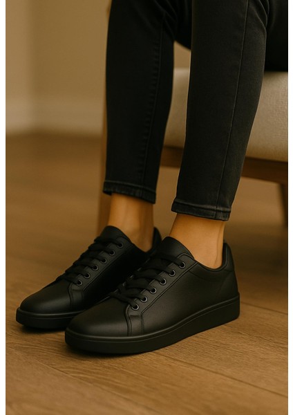 Erkek Siyah Tabanlı Bağcıklı Sneaker Spor Ayakkabı modelleri